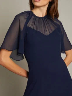 Monsoon Mona Angel Sleeve Maxi Dress Blue New