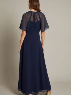 Monsoon Mona Angel Sleeve Maxi Dress Blue New