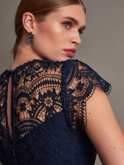 Monsoon Monica Lace Midi Dress Blue Sale