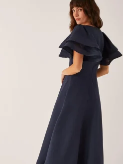 Monsoon Patricia Ruffle Sleeve Midi Dress Blue Online