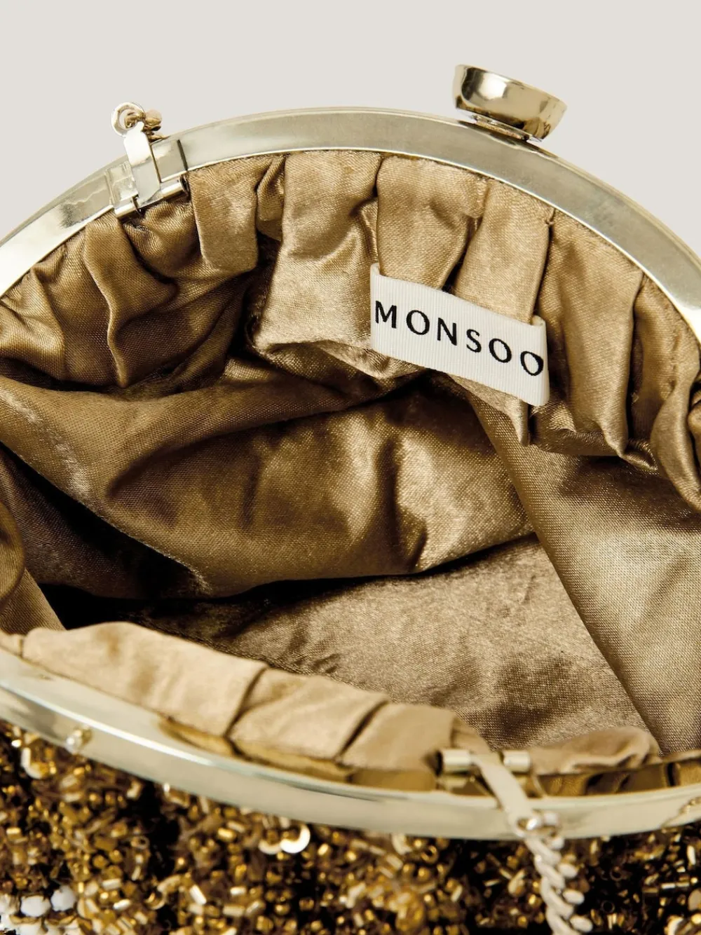 Monsoon Brown Lulu Flower Embellished Clutch Bag Outlet