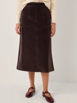 Monsoon Malika Corduroy Midi Skirt Brown Sale
