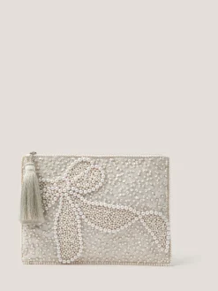 Monsoon Cream Audra Beaded Bow Pouch Sale