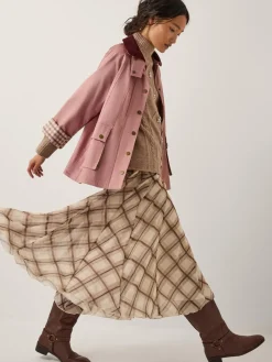 Monsoon Cream Chelsea Check Print Midi Skirt Discount