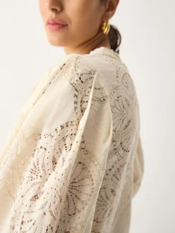 Monsoon Cream Imogen Lace Insert Blouson Blouse Sale