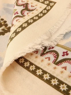 Monsoon Cream Olive Square Floral Print Scarf Clearance