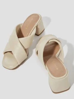 Monsoon Cream Oralia Leather Crossover Mule Heels Outlet