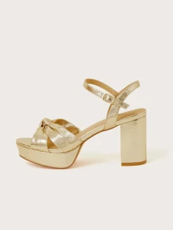 Monsoon Metallic Twist Knot Sandals Gold Outlet
