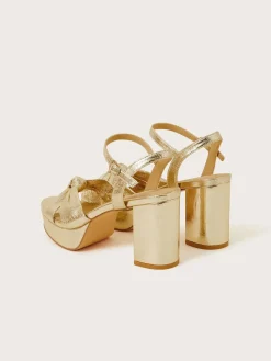 Monsoon Metallic Twist Knot Sandals Gold Outlet