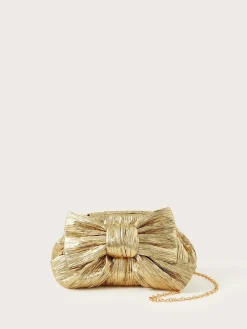 Monsoon Gold Tone Oversized Bow Metallic Bag Outlet