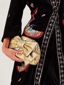 Monsoon Gold Tone Oversized Bow Metallic Bag Outlet