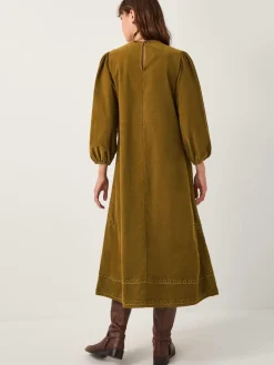 Monsoon Green Joyce Pintuck Embroidered Corduroy Midi Dress Online