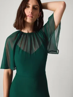 Monsoon Green Mona Angel Sleeve Maxi Dress Hot