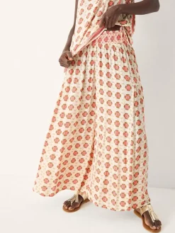 Monsoon Natural Maddie Floral Print Wide Leg Trousers Best