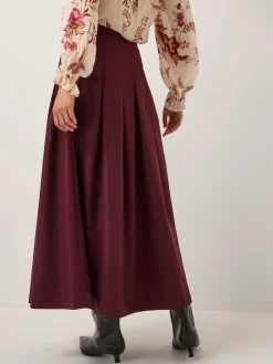 Monsoon Purple Dani Pleat Midi Skirt Outlet