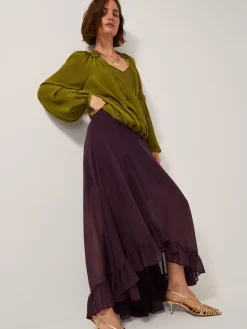 Monsoon Purple Elsie Frill Maxi Skirt