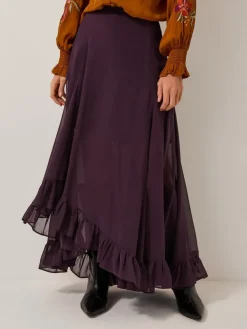 Monsoon Purple Elsie Frill Maxi Skirt