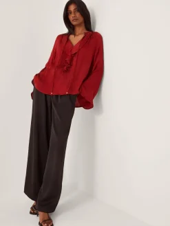 Monsoon Red Arlette Frill V-Neck Blouse Sale