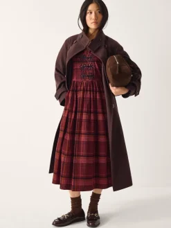 Monsoon Red Charly Check Corduroy Midi Dress Best