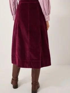 Monsoon Red Jamie Button Corduroy Midi Skirt Discount