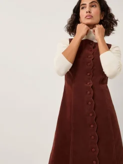 Monsoon Red Rubi Sleeveless Scallop Midi Dress New