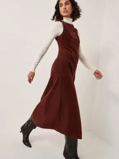 Monsoon Red Rubi Sleeveless Scallop Midi Dress New