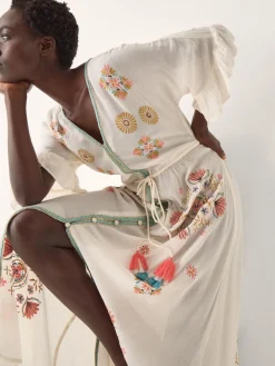 Monsoon White Juniper Embroidered Maxi Dress