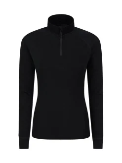 Mountain Warehouse Black Womens Merino Zip Neck Thermal Top Online