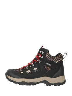 Mountain Warehouse Womens Adventurer Printed Waterproof Boots Black/Leopard New