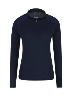 Mountain Warehouse Talus Womens Zip Neck Thermal Top Blue Clearance