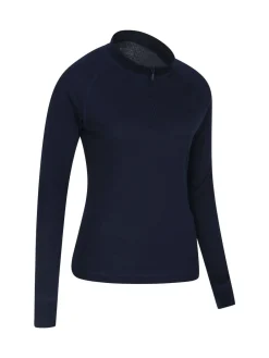 Mountain Warehouse Talus Womens Zip Neck Thermal Top Blue Clearance