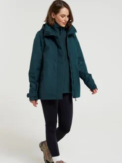 Mountain Warehouse Womens Fell 3-in-1 Water Resistant Jacket Green Best
