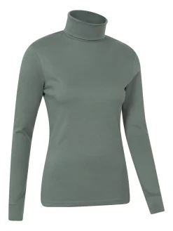 Mountain Warehouse Maribel Cotton Roll Neck Top Green Clearance