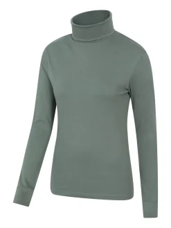 Mountain Warehouse Maribel Cotton Roll Neck Top Green Clearance