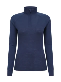 Mountain Warehouse Navy Womens Merino Zip Neck Thermal Top