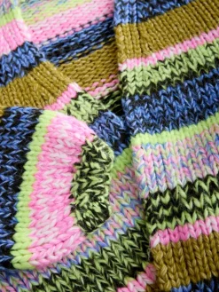 Next Multi Blue/Green Stripe Soft Touch Chunky Knit Cardigan Sale