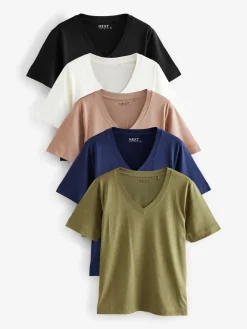Next Multi Cotton Modal Slouch T-Shirt 5 Pack Discount