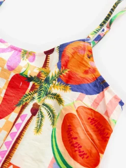 Next Multi Fruit Print Midi Slip Summer Dress Discount