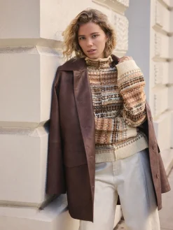 Next Stand Neck Fairisle Pattern Stitch Knitted Jumper Multi Neutral