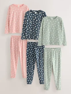 Next Multi Spot Long Sleeve Pyjamas 3 Pack Hot