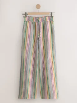 Next Pull On Wide Leg Trousers Multi-coloured Stripe Outlet