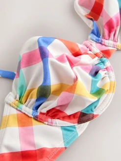 Next Non Padded Wired Bikini Top Multi/White Bright Check Hot