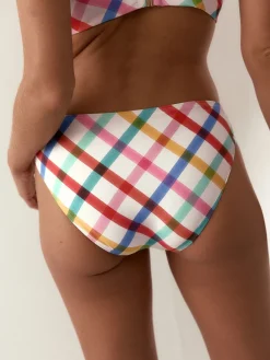 Next V Front High Leg Bikini Bottoms Multi/White Bright Check Sale