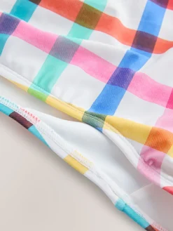 Next V Front High Leg Bikini Bottoms Multi/White Bright Check Sale