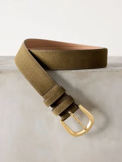 Next Muted Green N. Premium Made in Italy Suede Belt Clearance