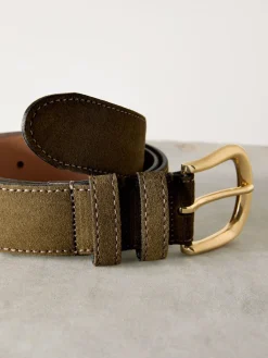 Next Muted Green N. Premium Made in Italy Suede Belt Clearance