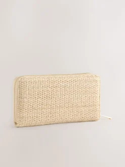 Next Natural Raffia Effect Purse New