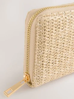 Next Natural Raffia Effect Purse New