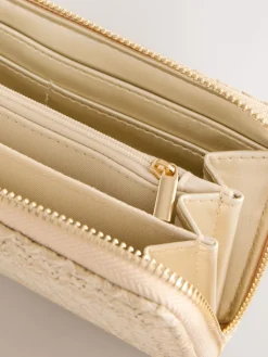 Next Natural Raffia Effect Purse New