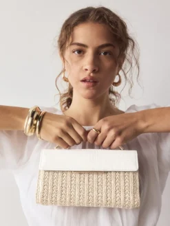 Next Raffia Effect Top Handle Bag Natural Hot